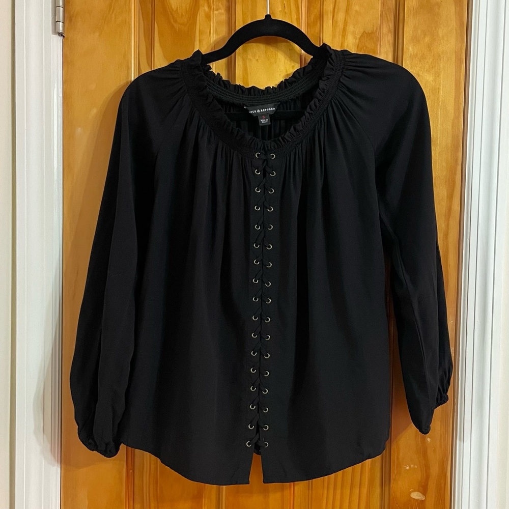 Black Lace-Up Top
